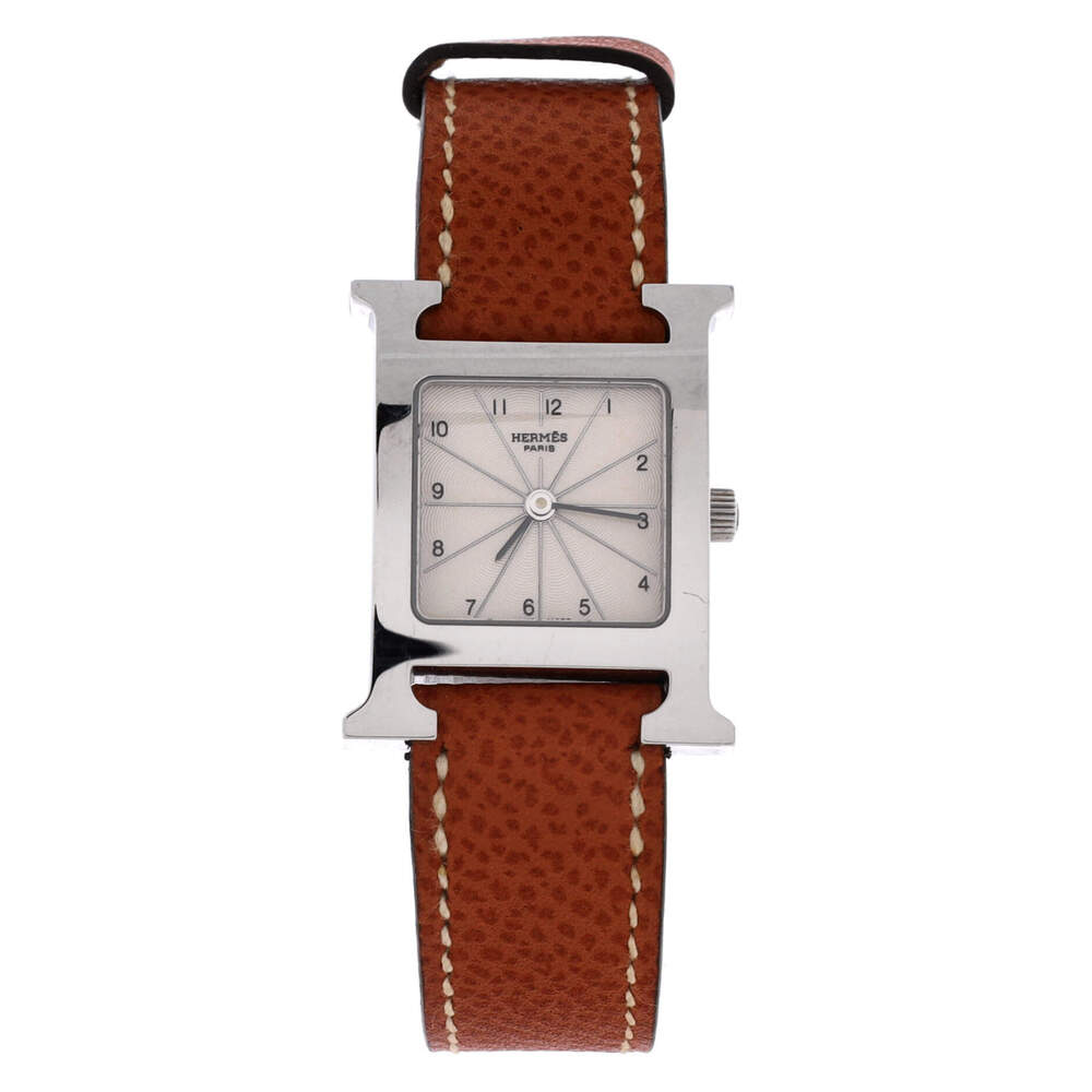 Hermes 21 Heure H Quartz Watch Stainless Steel and Leather